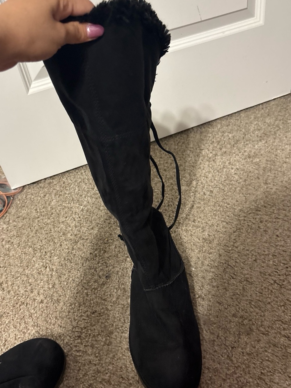 Black Tall Women's Winter Boots - Faux Fur Lined - Picture 2 of 3